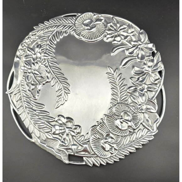 Fitz and Floyd Other - Fitz And Floyd Silver-Plated Floral Serving Tray With Engraved Orchid Design